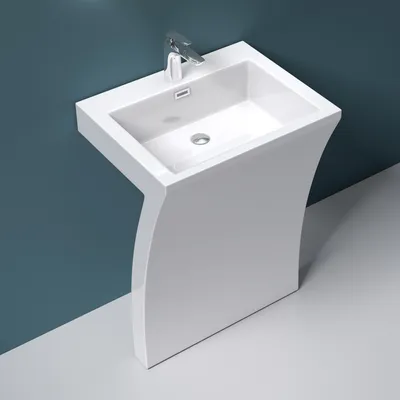 Produktbild von Mai & Mai Design Standwaschbecken Eckig Design Standwaschtisch Weiß Gussmarmor  Waschplatz Waschsäule Standsäule Col07