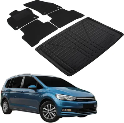 Image de Ensemble Tapis Velours Sur Mesure et Coffre TPE pour Volkswagen Touran depuis 2016