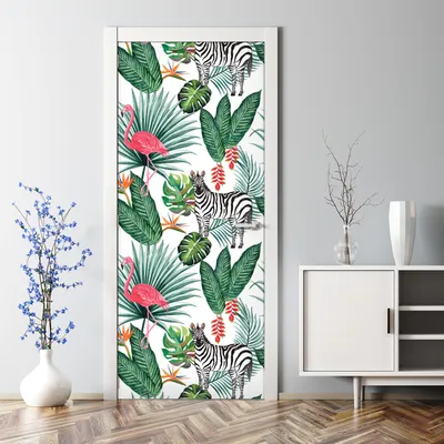 Produktbild von Dekorative Aufkleber selbstklebend Klebefolie Türaufkleber Türposter  Tropischer Dschungel 77 x 200 cm