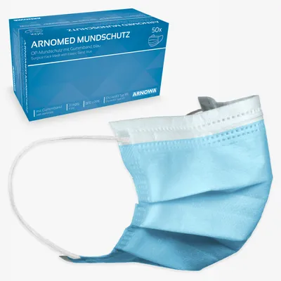 Produktbild von ARNOMED Mundschutz Typ IIR, 50 OP-Masken Einweg, Medizinische Maske, 4 Farben - Farbe: Blau