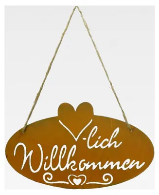 Produktbild von Rostschild mit dem Schriftzug "Herzlich Willkommen" I 22 x 12 cm I Willkommensschild