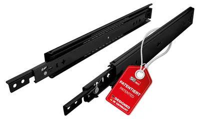 Produktbild von SOTECH Kugelführung Vollauszug – 100 kg, 500 mm, schwarz, Einhandverriegelung