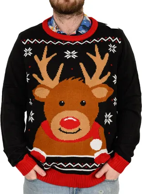 Obrázek produktu pro Vánoční svetr pánský CHRISTMAS REINDEER černý - různé velikosti Velikost: L