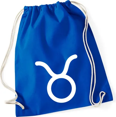 Produktbild von Huuraa Turnbeutel Stier Sternzeichen Zeichen 12 Liter Bright Royal Baumwolle Rucksack Geschenkidee