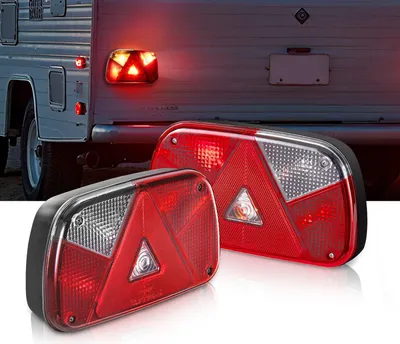 Produktbild von Anhängerleuchten - 2er Set Rückleuchten - Bremslicht/Blinklicht/Rücklicht/Kennzeichenleuchte/Rückfahrlicht/Nebelschlussleuchte - Wasserfest - Für Anhänger & LKW