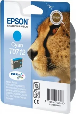 Produktbild von Original Epson C 13 T 07124011 / T0712 Tintenpatrone cyan, 345 Seiten, 3,87 Cent pro Seite, Inhalt: 5 ml
