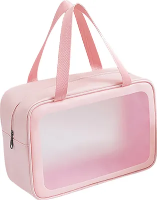 Produktbild von Transparente Make-up-Tasche, Reise-Kulturtasche mit Griff, Reißverschluss, große Kapazität, wasserdicht, transparente Kosmetiktasche
