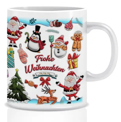 Weihnachtstasse aus Keramik mit Wichtelmotiv, 325 ml, weiß