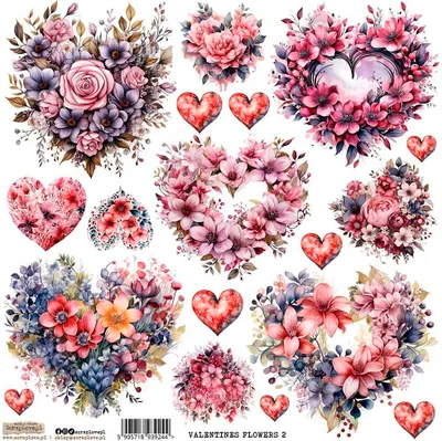 Produktbild von AUFKLEBER ScrapLove Dekor Stickers - Valentines Flower 2 - Valentinsblume 2 Blumenherzen