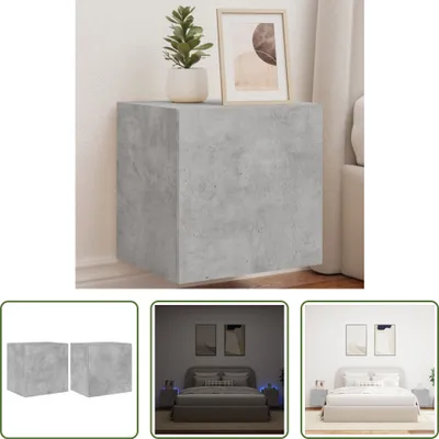 Produktbild von The Living Store TV-Wandschränke mit LED-Leuchten 2 Stk. Betongrau 40,5x35x40 cm
