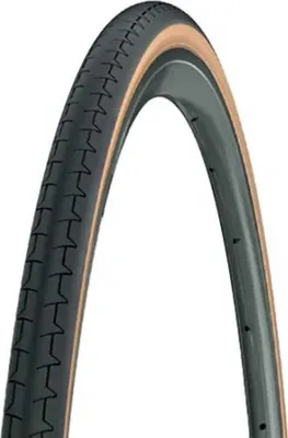 A close-up studio shot of a bicycle tire.