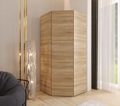 Produktbild von Eckkleiderschrank Sonoma Eiche 192x80x46 cm – Drehtürenschrank mit 2 Kleiderstangen und Einlegeböden – Schlafzimmerschrank