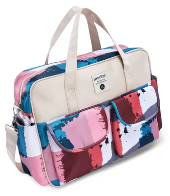 Imagen del producto de SONARIN: Pañalera grande, multifuncional, impermeable, ideal para viajes. Bandolera con múltiples compartimentos, bolso de transporte y bolso de mano. Pañalera con correas para el hombro y cambiador integrado (con detalles de color)