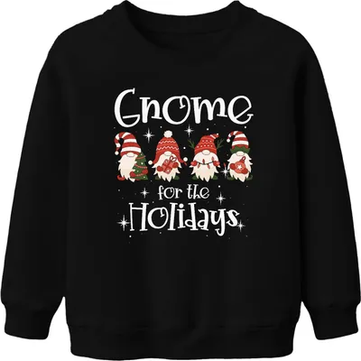 Produktbild von Gnome for the holidays Weihnachtsgnome Wichtel - Weihnachten Weihnachtsgeschenk Christmas Uni Kinder Weihnachtspullover, Schwarz, 152