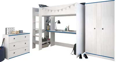 Produktbild von Hochbett Parisot Smoozy 28a+28b Weiß mit Schrank & Kommode