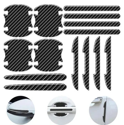Produktbild von 14 Stück Autotürgriff-Schutzfolien, Schwarze PVC-Folie, Kratzschutz, Lackschutz, Türkantenschutz, Selbstklebend, Universell