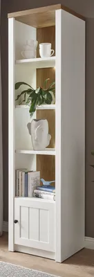 Produktbild von Regal "Seyne" in weiß Pinie und Eiche hell Landhaus Standregal 50 x 198 cm