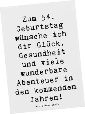 Produktbild von Mr. & Mrs. Panda Postkarte Spruch 54. Geburtstag - Weiß - Geschenk, Postkarten, Jahre, Geburtstagsgeschenk, Ansichtskarten, bildkarte, 54, Freude, Geburtstagsfreude