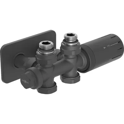 Zdjęcie produktu dla Mexen G05 zestaw termostatyczny kątowy/prosty z maskownicą S, Duplex, DN50, antracyt - W908-958-910-66