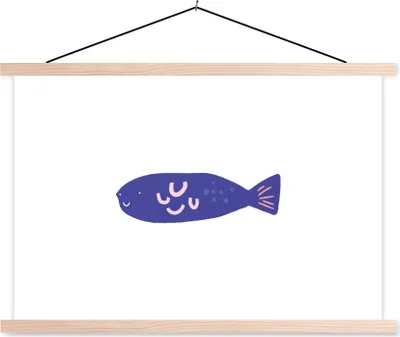Produktbild von MuchoWow® Textilposter Pastell - Fisch - Lila 120x80 cm mit holzfarbenen Rahmen - Aufhängeset