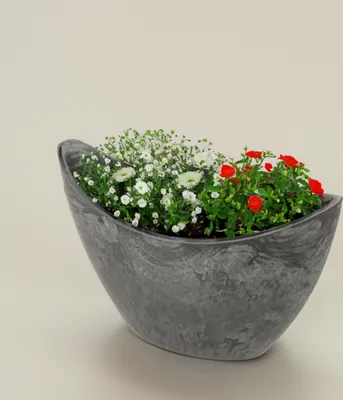 Image de Grande jardinière d'extérieur vintage ovale 55 cm or-couleur
