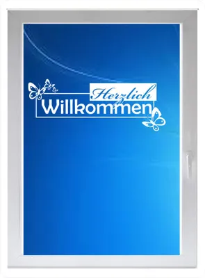 Produktbild von INDIGOS UG - Herzlich Willkommen - Farbe: weiss - 116x44 cm - Sichtschutzfolie - Fensterfolie - Glasdekorfolie - für die Küche, Herzlich Willkommen ans Fenster