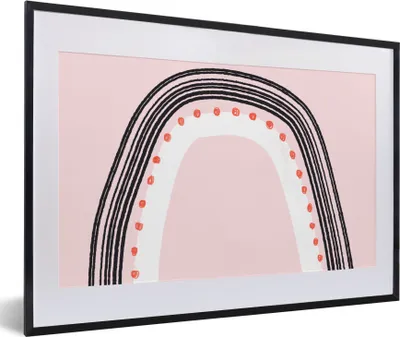 Produktbild von MuchoWow® Gerahmtes Poster Regenbogen - Minimalismus - Rosa 60x40 cm - Poster mit Schwarzem Bilderrahmen Wandposter Rahmen Foto Bilder - Schlafzimmer - Plakat in Rahmen - Drucken