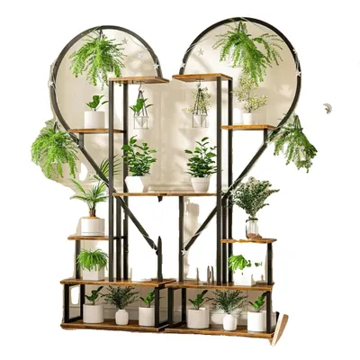 Image de Support pour plantes, design en forme de demi-cœur, étagère pour plantes à plusieurs niveaux