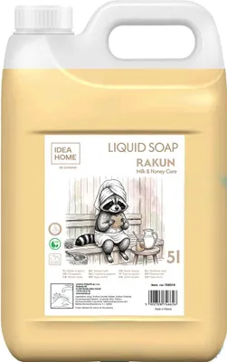 Produktbild von Flüssigseife 5L IDEA HOME Rakun Milk & Honey Care – Nachfüllkanister, Milch & Honig Duft, Großpackung
