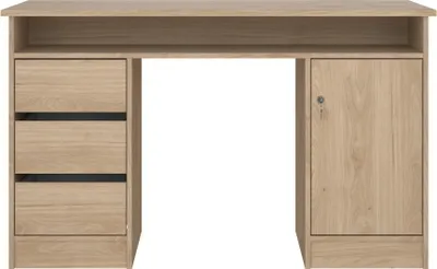 Produktbild von FunctionPlus Schreibtisch mit Schloss 1 Tür 3 Schubladen Nussbaum Nachbildung.
