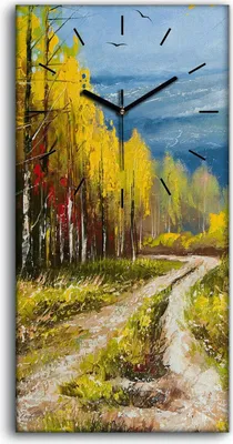 Produktbild von Dekor Leinwand Uhr Wandbilder Geräuschlos 30x60 Landschaft Gemälde Herbst - schwarze Hände