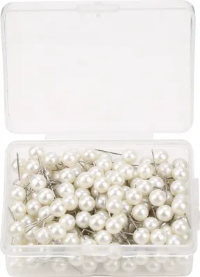 Image de 200 punaises à tête ronde en plastique, punaises blanches pour le bricolage et la décoration