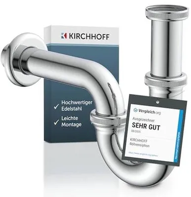 Produktbild von Famanu Siphon für Waschbecken mit Geruchsverschluss - Komplettes Abflussgarnitur - 6 Stück