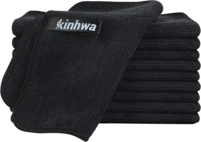 Obrázok produktu pre Čistiace utierky z mikrovlákna čierne 10 kusov 20 cm x 20 cm 100% mikrovlákno Bez chĺpkov Šetrné k životnému prostrediu