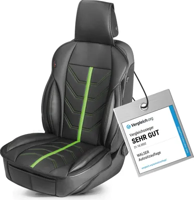 Produktbild von WALSER Sitzauflage Auto Kimi, Sitzschoner Auto schwarz/grün, Auto Sitzauflagen, Sitzbezug Auto Vordersitze, Sitzkissen Auto, Schonbezug Autositz, Autositzauflage Vordersitze PKW/LKW