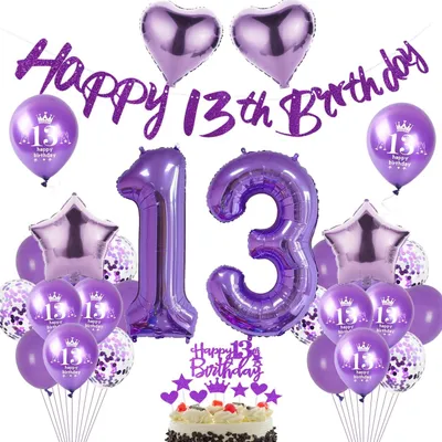 Produktbild von Set mit Luftballons zum 13. Geburtstag für Mädchen, inklusive Dekoration