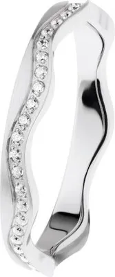 Produktbild von Ernstes Design Damen Ring Edelstahl Silber Wellenring mit Zirkonia-Stein