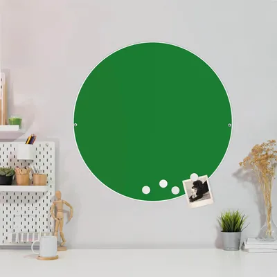 Zdjęcie produktu dla Tablica magnetyczna ze stali, biała, okrągła, 47 cm, zielona