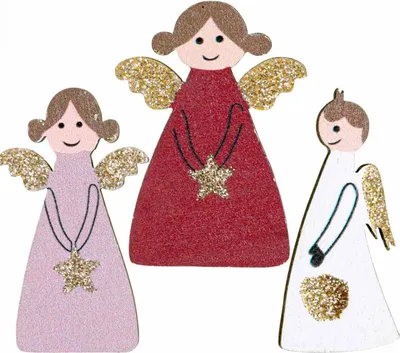 Produktbild von Holzengel Streuengel Streudeko Weihnachten Deko-Engel 4,5×3cm 72 St. selbstklebend, 72 Stück