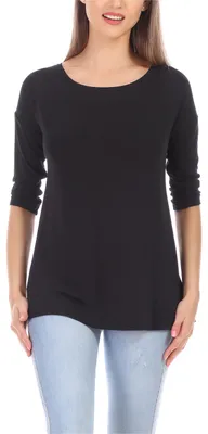 Image de T-shirt long Merry Style avec dentelle MS10-318 (noir, M)