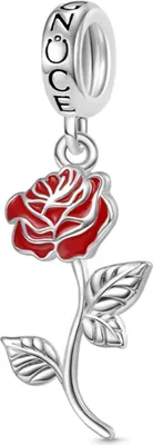 Produktbild von Gnoce Charm Rote Rose Silber GSC053