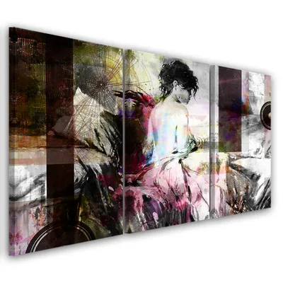 Produktbild von Triptychon auf leinwand rosa andere 120x80 cm Feeby rosa wandbild bereit zum aufhängen