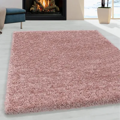Produktbild von Wohnzimmerteppich mit Shaggy-Design, weicher Flor, einfarbig rosa 160 x 230 cm