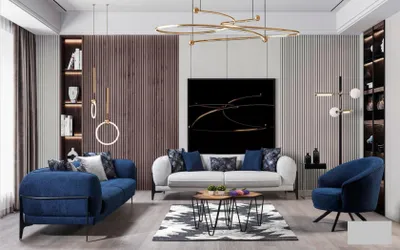 Produktbild von Sessel Luxus Einsitzer Couch Textil Sofa Polster Möbel Couchen Blau Stoff Textil