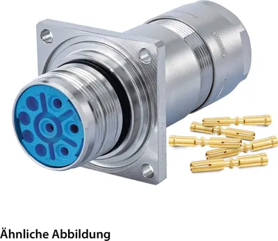 Produktbild von HUMMEL SET inkl. Kontakte M23 Leistung Wanddurchführung Kupplung, Crimpein. gerade Polzahl 3+5+PE, Buchse Vorder- oder