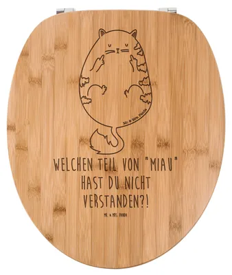 Produktbild von Mr. & Mrs. Panda WC-Brille Katze Mittelfinger - Transparent - Geschenk, WC Brille, Sitz Aus Holz, Cat, Toilettendeckel, Katzen, Kater, Cats, Klodeckel, Mietze