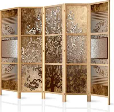 Produktbild von Paravent XXL Baum des Lebens Abstrakt 225x171 cm - 5-teilig - einseitig - eleganter Sichtschutz - Raumteiler - Trennwand - Raumtrenner - Holz - Design Motiv - Deko - Japan b-C-0388-z-c