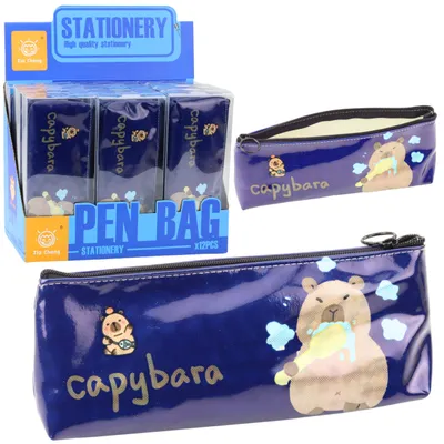 Produktbild von Federmäppchen für die Schule, Capybara, Zähneputzen, Marineblau, 20 x 8,5 x 4 cm