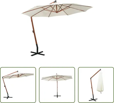 Produktbild von The Living Store Ampelschirm 350 cm Holzmast Weiß