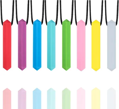 Image de Collier de stimulation sensorielle - 8 pièces de jouets à mordiller pour bébé - Jouets sensoriels pour enfants atteints d'autisme, de TDAH, ou en période de dentition